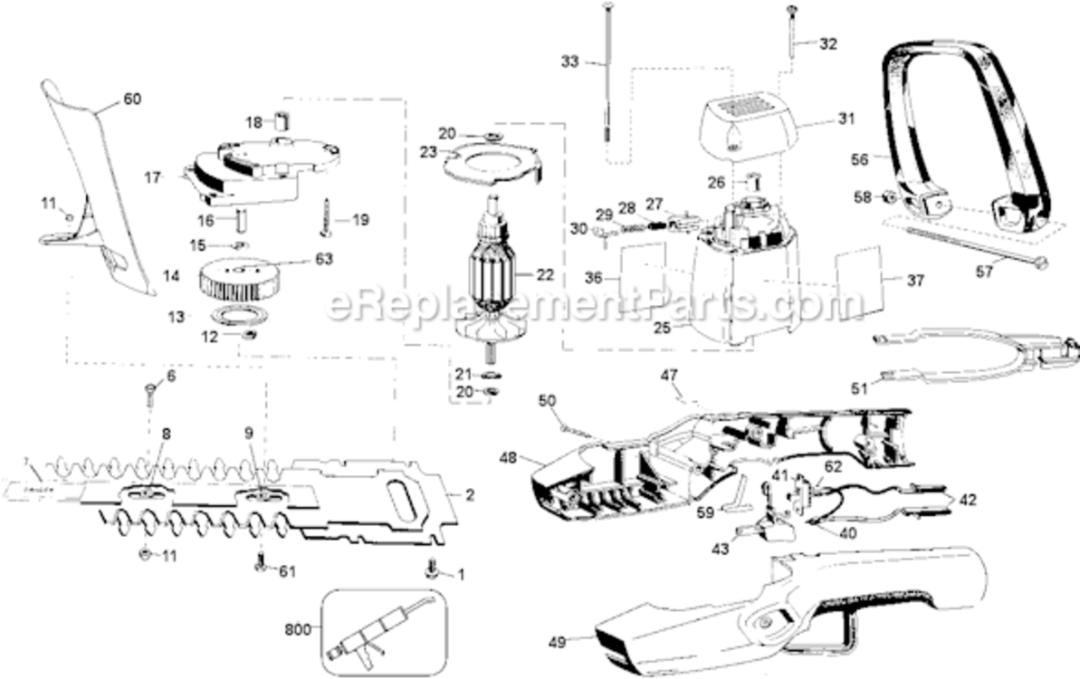 Page A Diagram and Parts List for 8134 Type 2 Black and Decker Hedge Trimmer